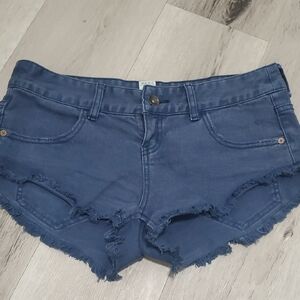 Billabong Dark Blue Frayed Jean Shorts
